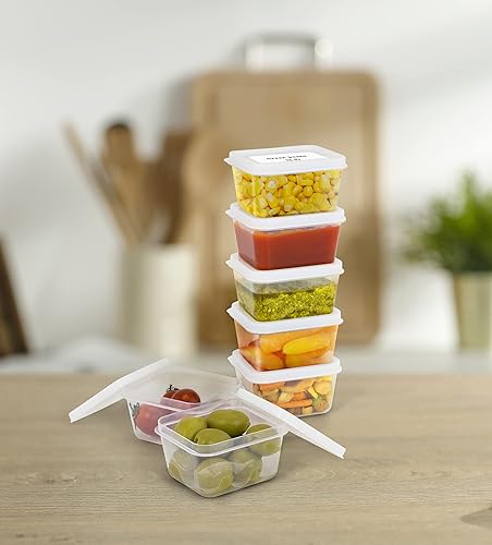 Miniatura 4 de ZENVY Paquete de 50 mini recipientes reutilizables de 2 onzas  Incluye 50 recipientes y tapas de plástico de 2 onzas  Para salsas, salsas, alimentos