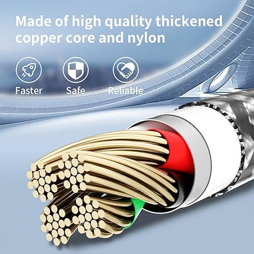 Miniatura 5 de Cable de carga múltiple (paquete de 2 cables de 4 pies) 3 en 1 para múltiples dispositivos, cable de carga universal trenzado de nailon para