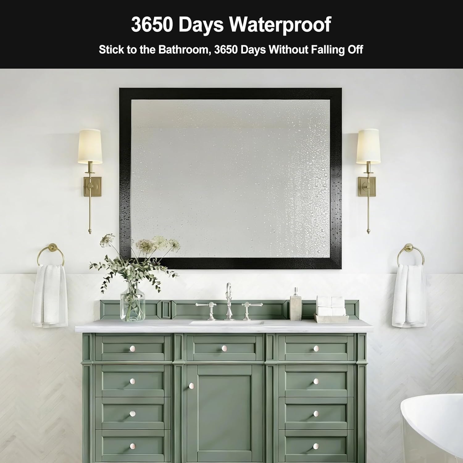 Alened Black Mirror Frame Border Peel and Stick Wallpaper, Mirror Tape Border Trim Removable Waterproor Wall Decor, Self Adhesive Bathroom Sticker 2" x 393"