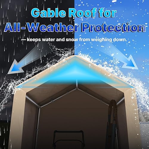 Miniatura 3 de ADVANCE OUTDOOR Cobertizo de almacenamiento portátil para exteriores de 6 x 8 pies con 2 puertas enrollables con cremallera y rejillas de