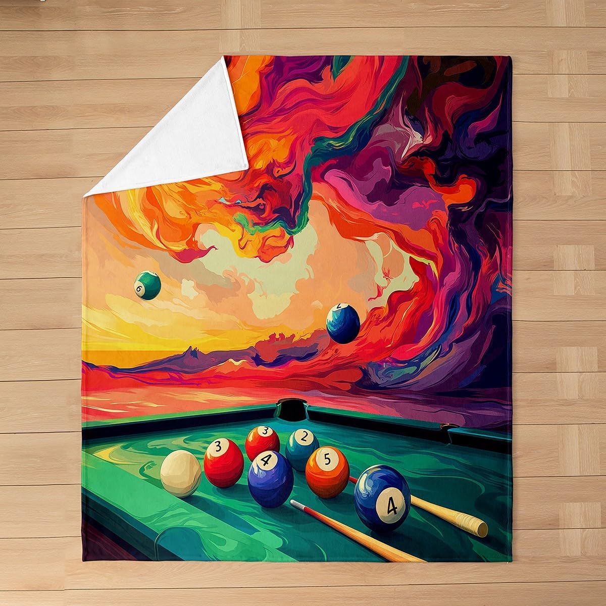 Erosebridal Billiard Balls Flannel Blanket Billiard Tables Fleece Blanket 90"x90" | Pool Balls for Pool Table Abstract Oil Painting Fuzzy Plush Throw