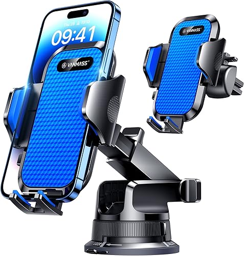 VANMASS - Soporte universal para teléfono de automóvil súper ventosa Soporte para teléfono de salpicadero manos libres ventilación de aire soporte