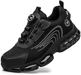 GemChve Chaussures de Sécurité Hommes Femmes Basket Légère Respirante Travail Antidérapante avec Embout en Acier Black 43 EU - 1