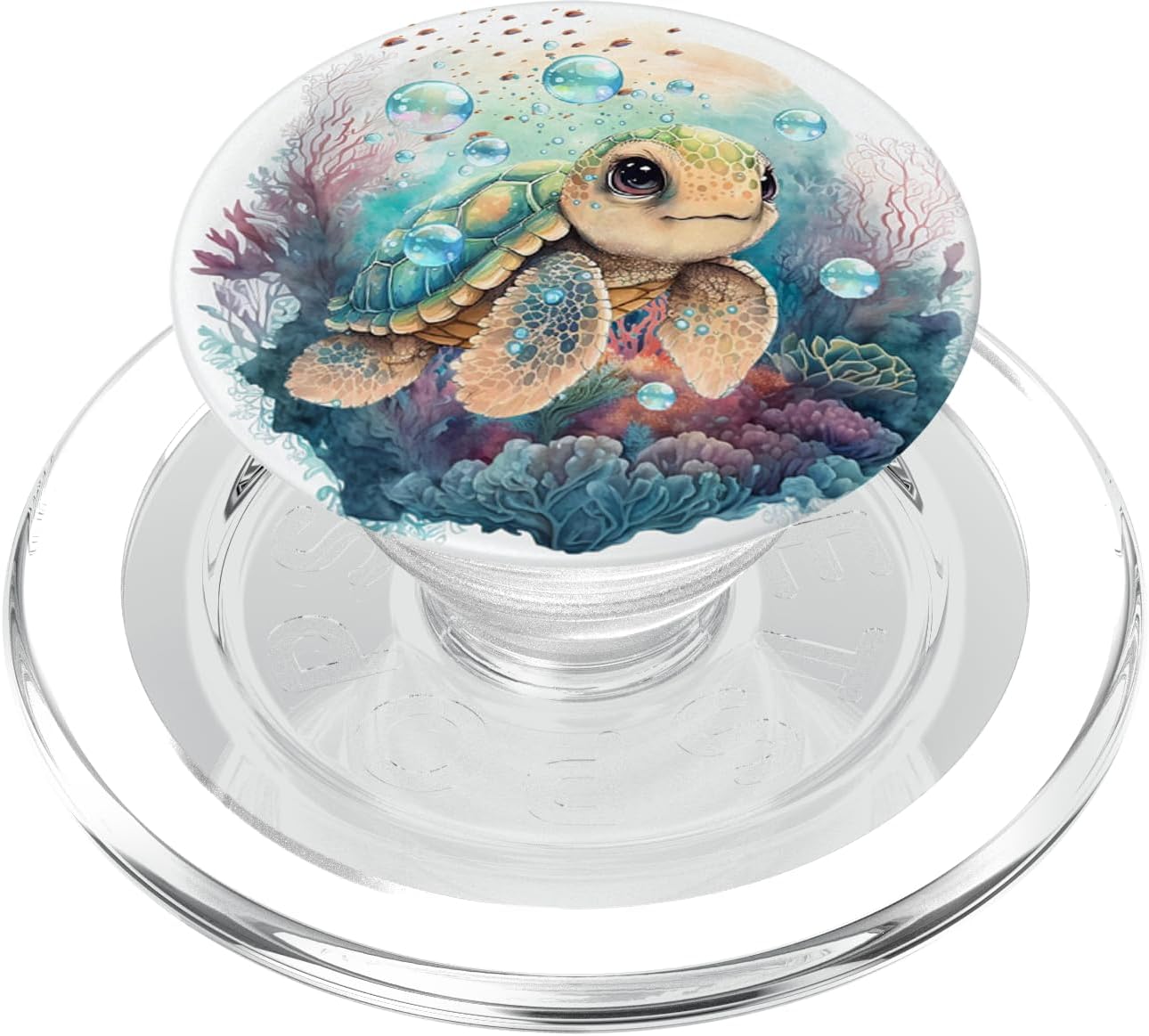 Cute Kawaii Baby Sea Turtle in The Ocean PopSockets PopWallet for MagSafe