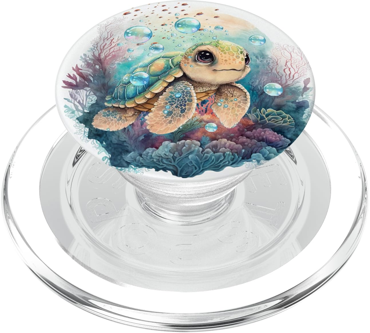 Cute Kawaii Baby Sea Turtle In The Ocean PopSockets PopGrip for MagSafe