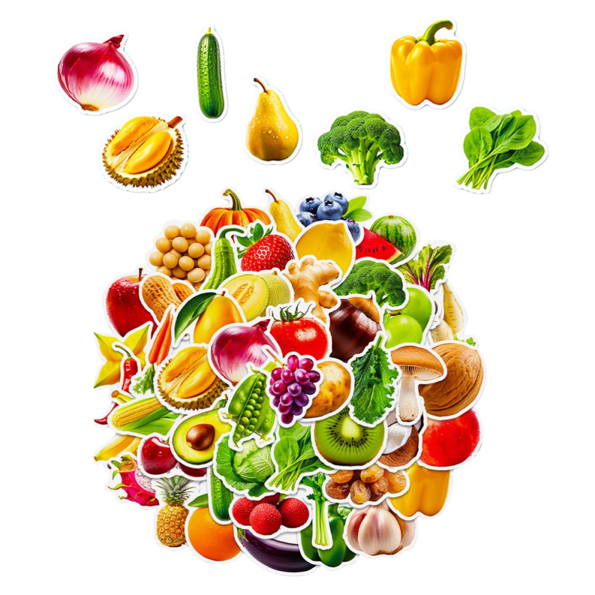 Pegatinas de frutas y verduras impermeables de doble cara que solucionan la decoración de fiestas