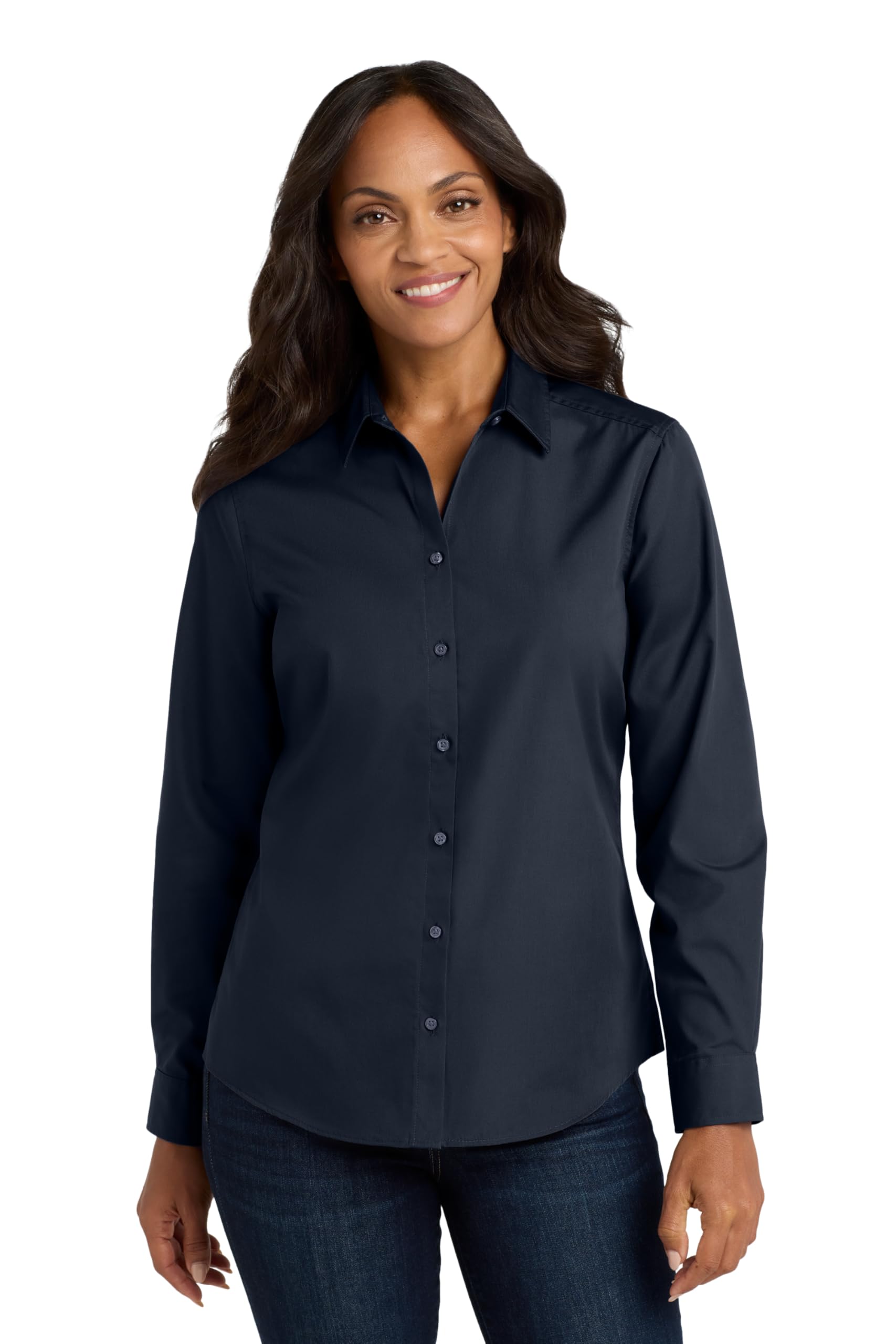 Port Authority Women's Long Sleeve Carefree Poplin Button-Down Shirt