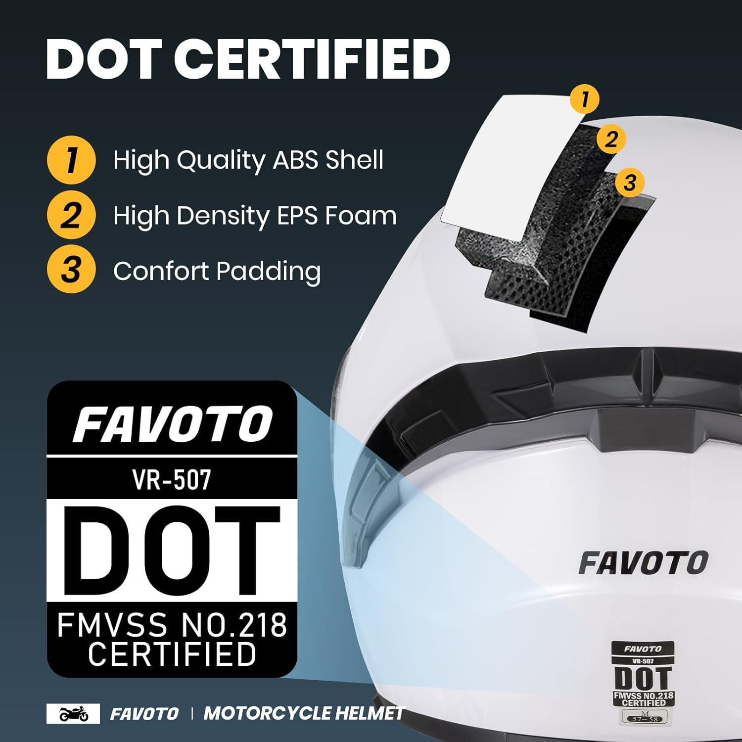 Favoto Full Face Helmet with Dual Visors, DOT Approved Motorcycle Helmet , Lightweight Street Dirt Bike ATV Off Road Motocross Helmet for Adults