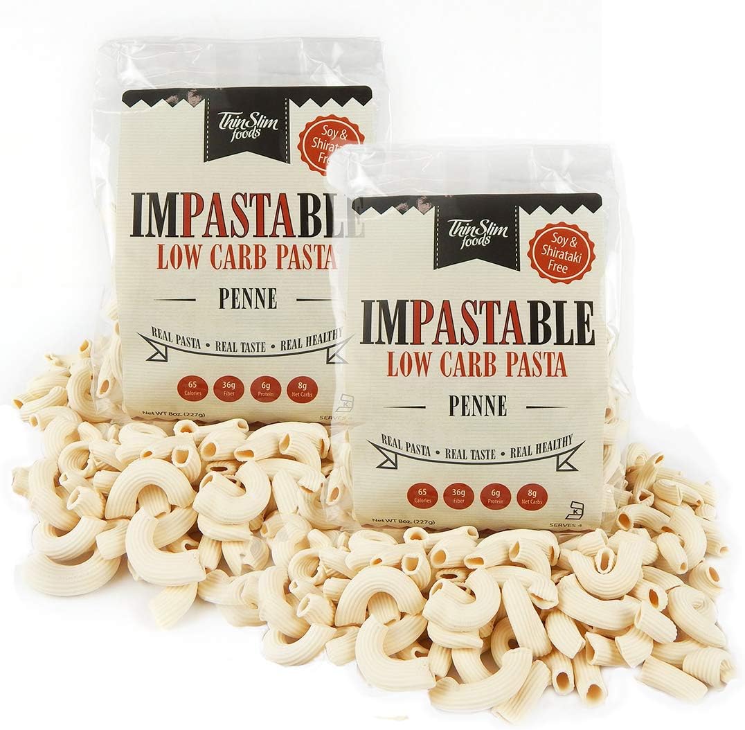 Impastable Low Carb Pasta, Penne 2pack | 8g Net Carbs | 36g Fiber | 55 Calories | Not Shirataki | No Soy | No Pea or Bean Flour | Real Pasta, Real Taste, Real Healthy