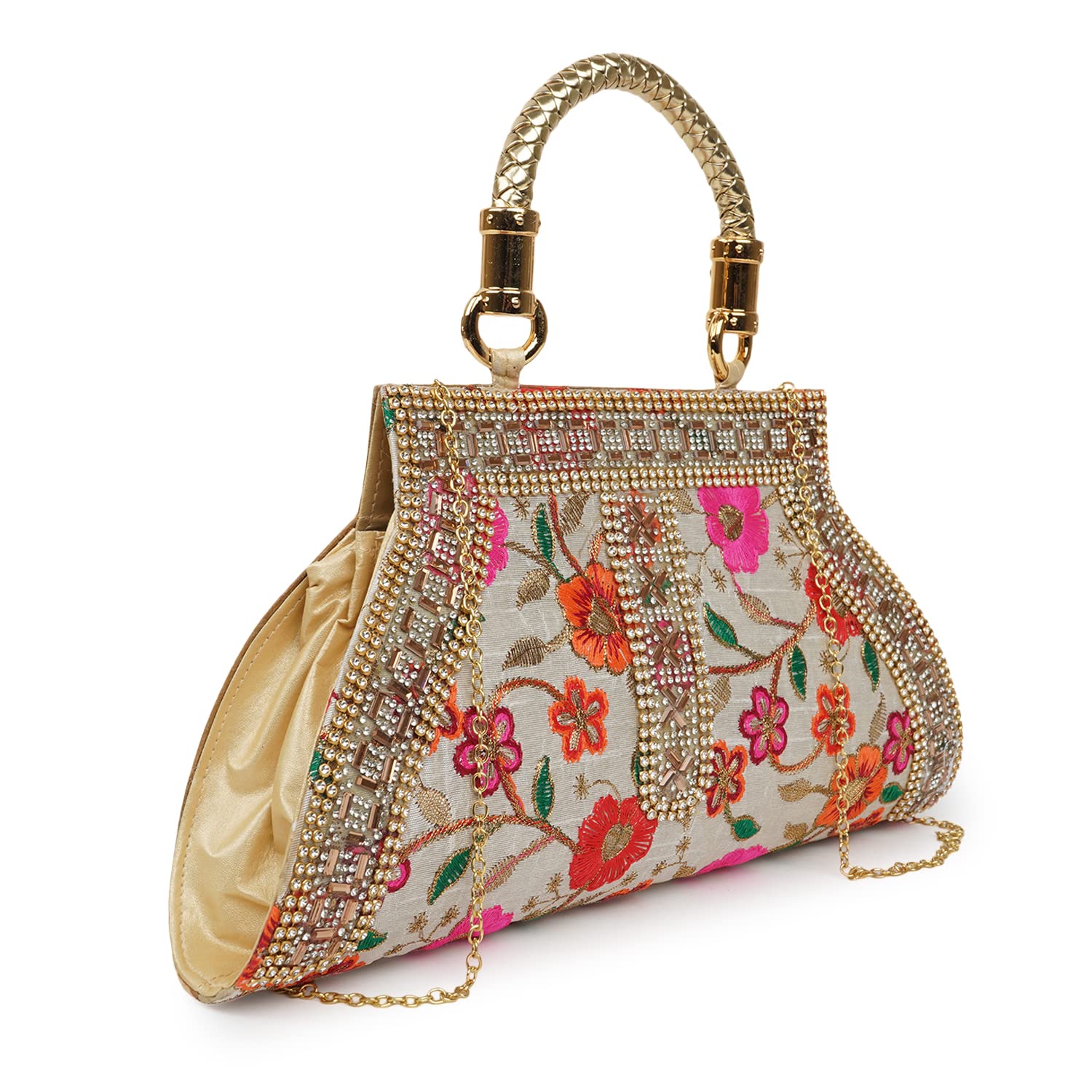 PU Stylish Fashionable Fancy Design Clutch Gold Chain Strap Crossbody Bag For Women-image-16