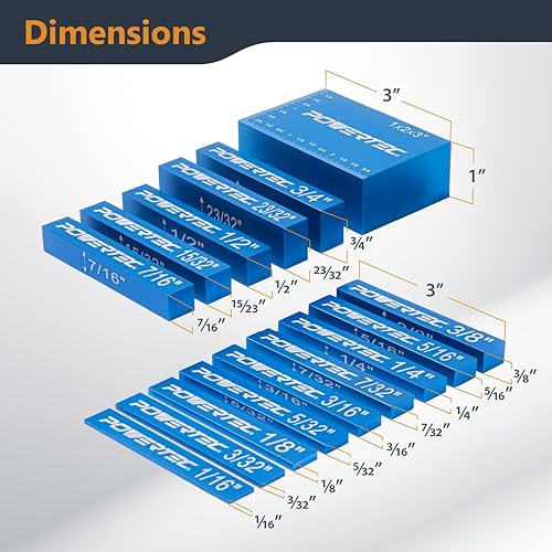 Miniatura 2 de POWERTEC 71843 Juego de 15 piezas de bloques de configuración para carpintería de primera calidad para enrutador y accesorios de sierra de mesa