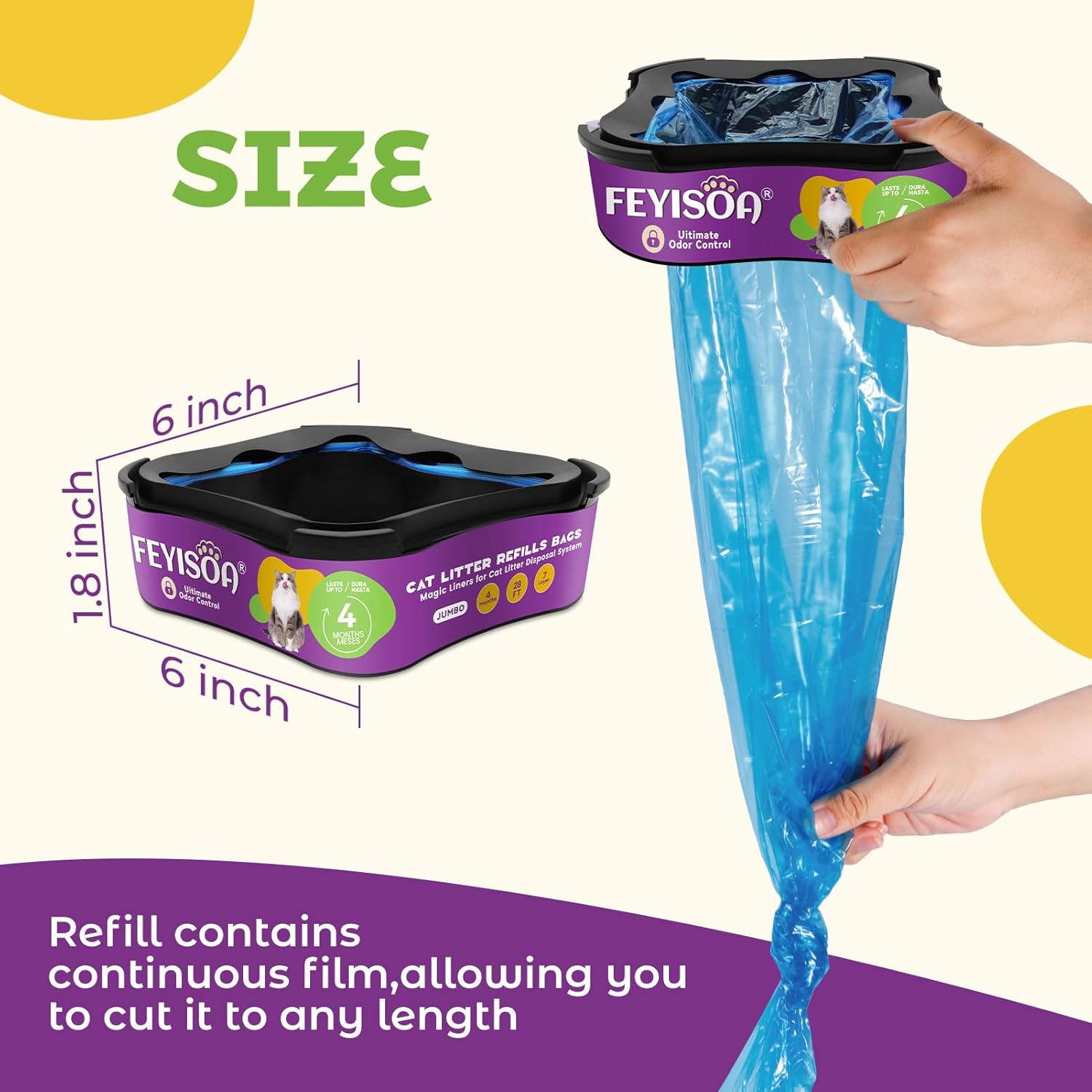 Refill Bags | Jumbo 28FT, 8-Pack | Up to 32 Months Supply | 8 Cartridges for Superior Odor Control