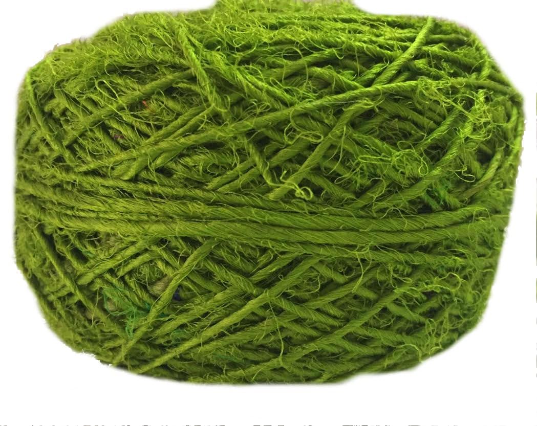 Knitsilk Premium Recycled Sari Silk Yarn – Olive Green, 100g Ball – Textured Eco-Friendly Yarn for Knitting, Crochet, Weaving & DIY Crafts