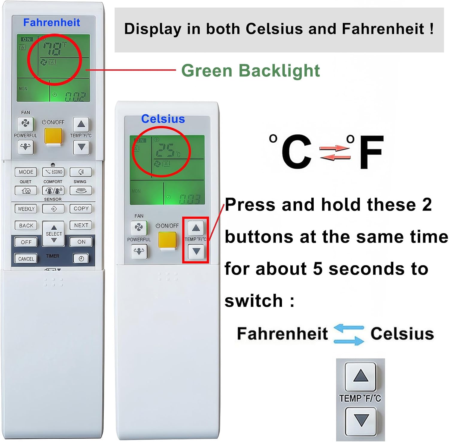 Replacement Remote Control Compatible for DAIKIN AC Air Conditioner Remote Controller ARC466A21 ARC466A37 ARC466A70