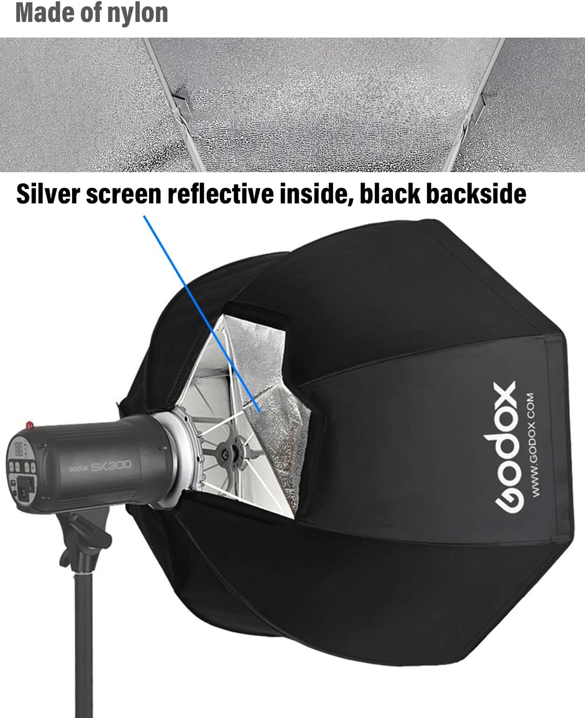 Godox SB-UE 47.5"/120cm Octagon Softbox Kit, Octa Foldable Umbrella Softbox, Portable Octabox with Bowens Mount Speedring and Carrying Bag for Studio Flash Monolight, Portrait and Product Photography