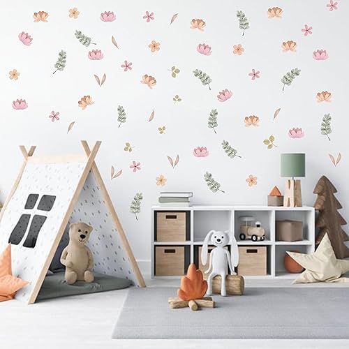 Miniatura 3 de Hermosa calcomanía de pared de flores silvestres pequeñas, removible para niñas, dormitorio, cocina, baño, sala de estar (calcomanía de pared de