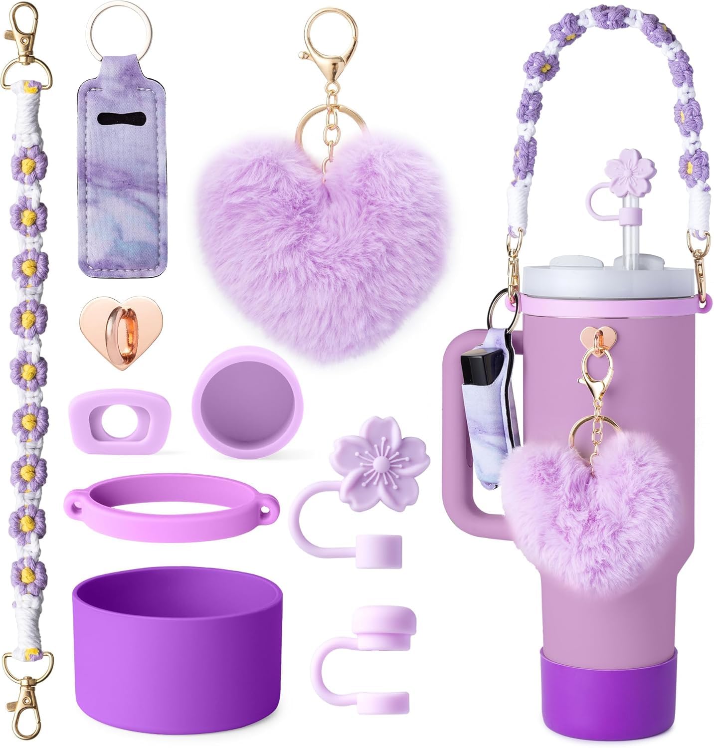 Purple Stanly Cup Accessories Set for Stanly Tumbler 30 Oz