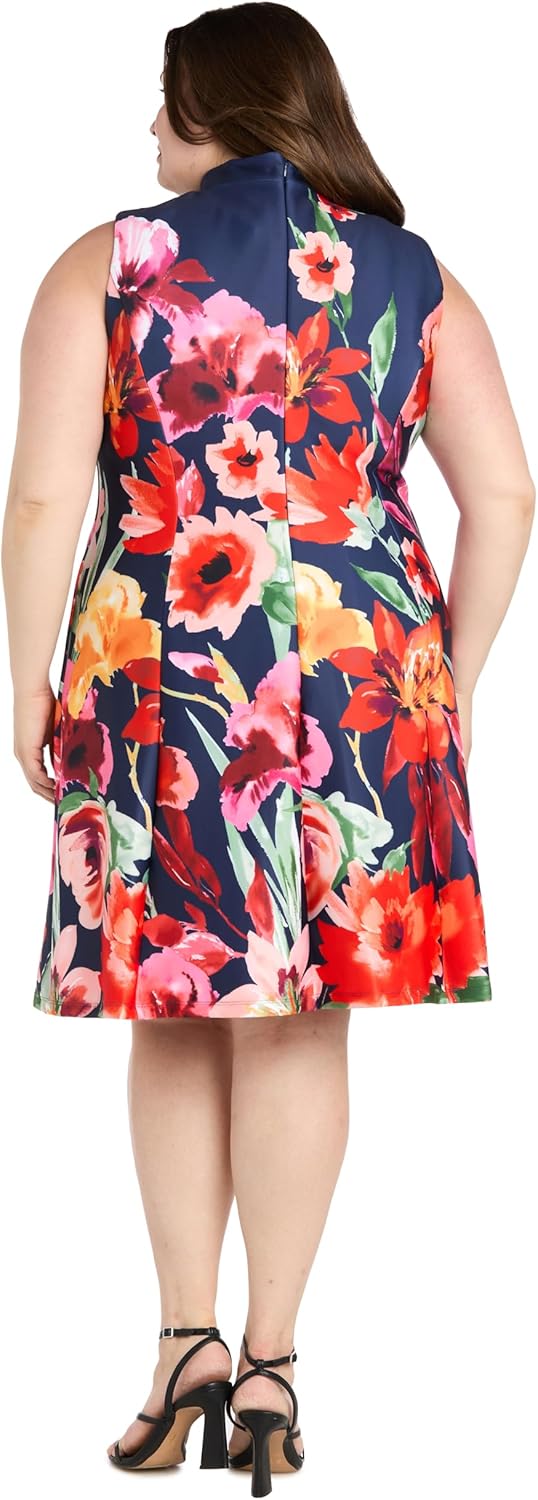 R&M Richards Women's Floral Fit & Flare Dress W/Collar - Sleeveless Sprong & Summer Daytime Style - Image 7