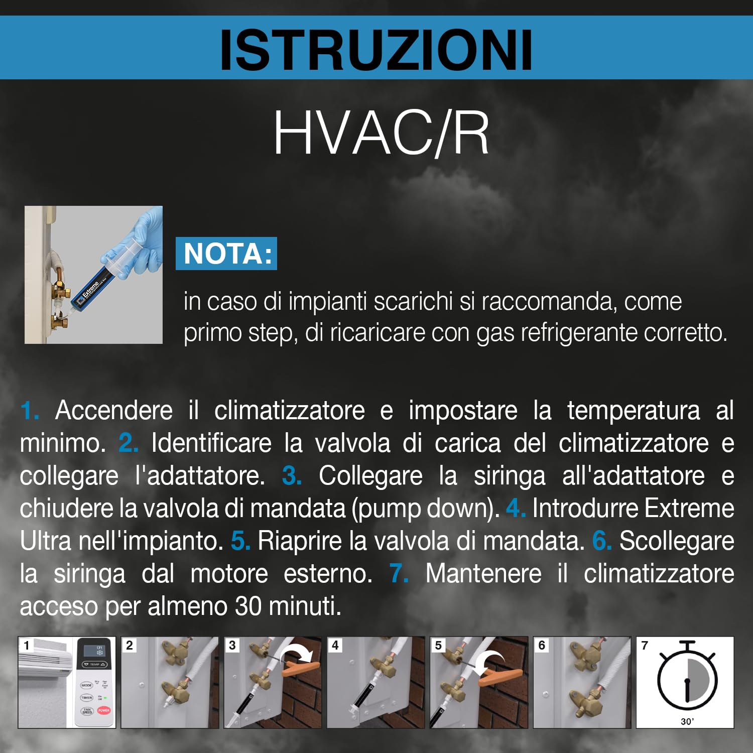 ERRECOM Extreme - 30 ml, Turafalle per Impianti di Climatizzazione e Refrigerazione, Include Adattatore 5/16 SAE (per R410a, R32)