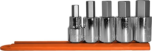 Mayhew Tools 16020 Juego de brocas hexagonales métricas, cromadas, 5 piezas