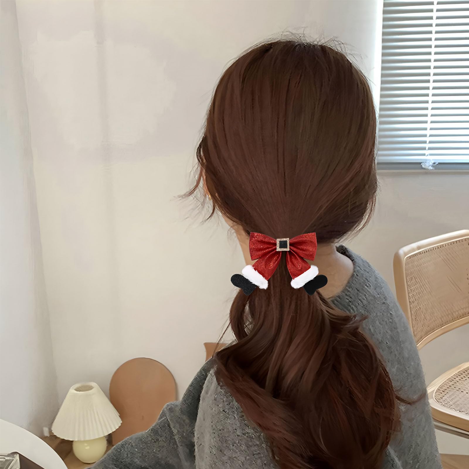 2 Pcs Christmas Hair Clip, Glitter Christmas Hair Bow Clips, Cute Christmas Hair Accessories - Image 4