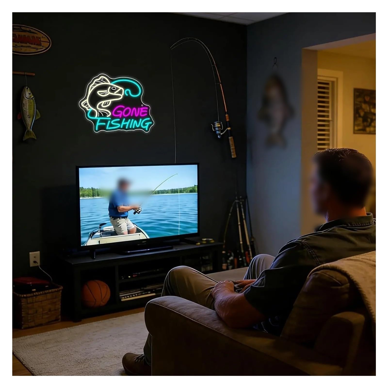 Decoración Lámparas Letrero De Neón LED Pesca Ido