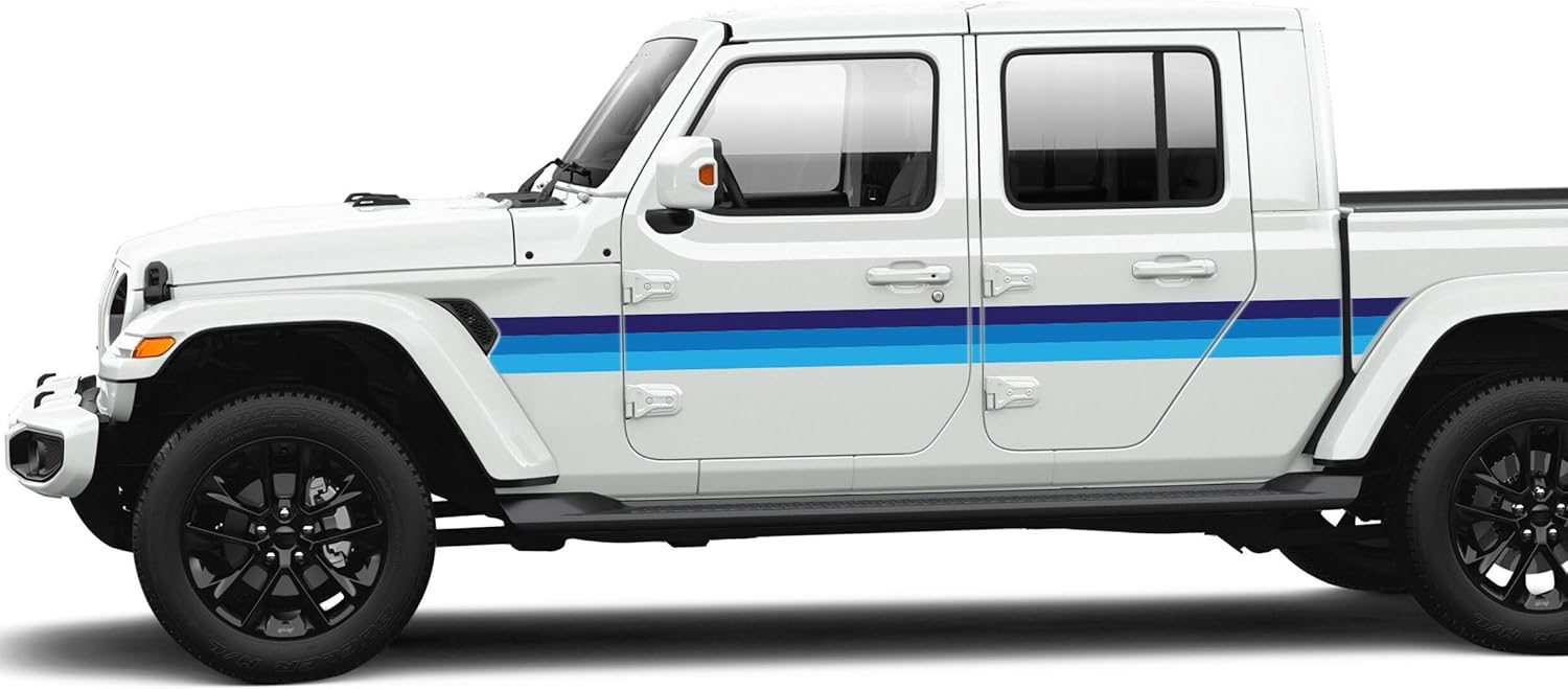 Side Doors Retro Lines Stripes Graphics Decals Compatible with Jeep Gladiator JT (Retro)