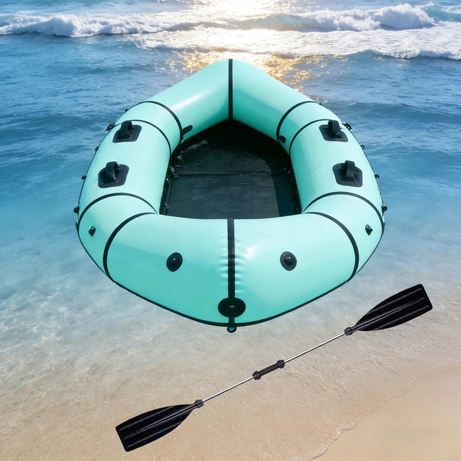 Packraft Kayak Hinchable PVC Ultra Ligero - Barco Inflable 1 Persona, Hinchado Rápido, Compacto para Bicicleta Y Senderismo, para Pesca Y Aguas Tranquilas