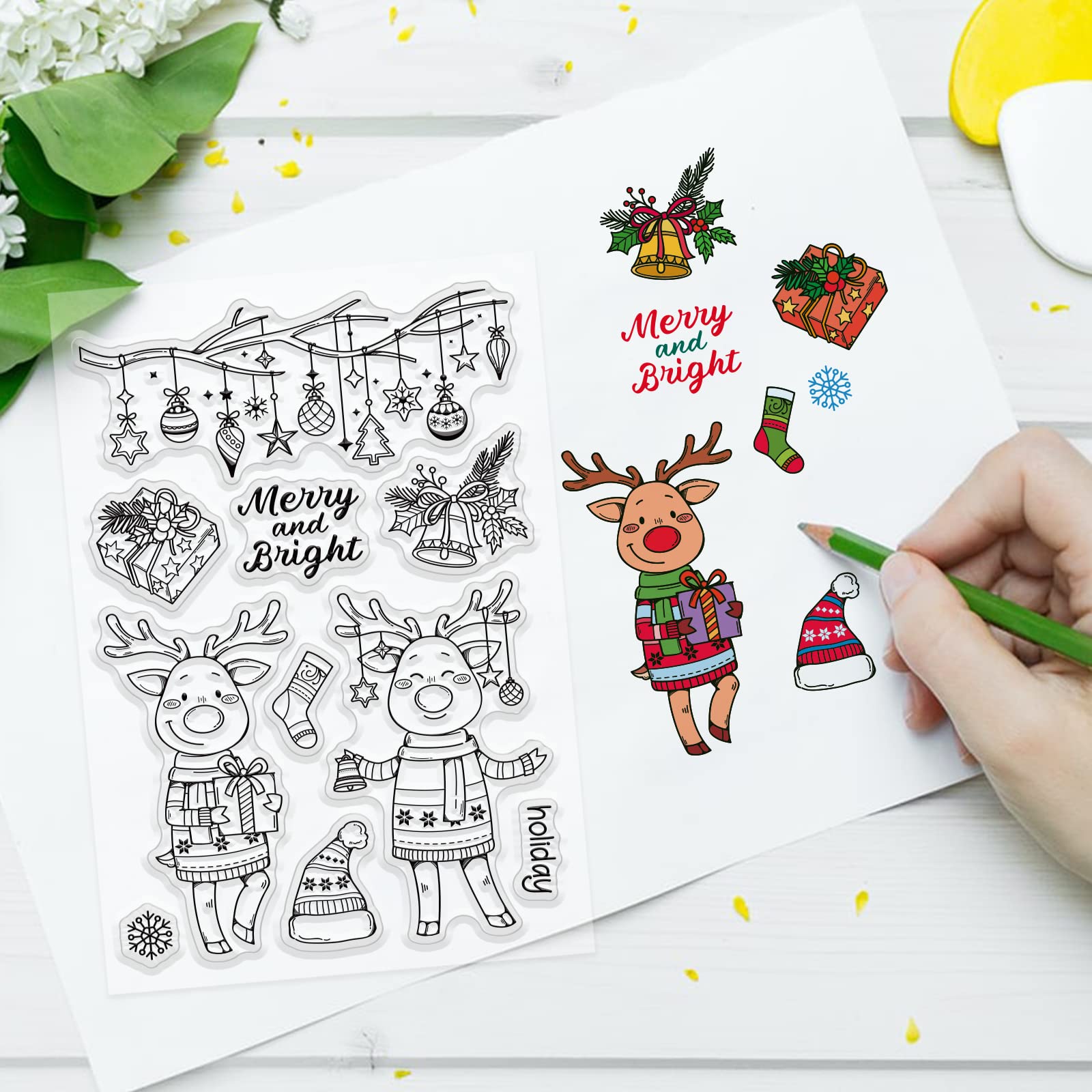 INFUNLY Weihnachts Stempel Set - Transparente Silikonstempel Für Karten & Scrapbooking