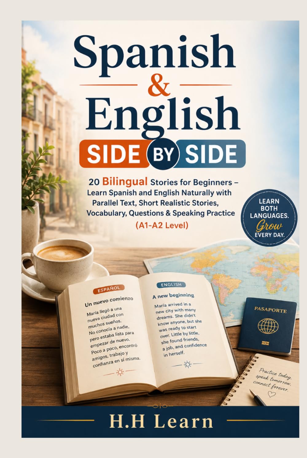 Spanish & English Side by Side (A1-A2: 20 Bilingual Stories for Beginners – Learn Spanish and English Naturally with Parallel Text, Short Realistic Stories, Vocabulary, Questions & Speaking Practice