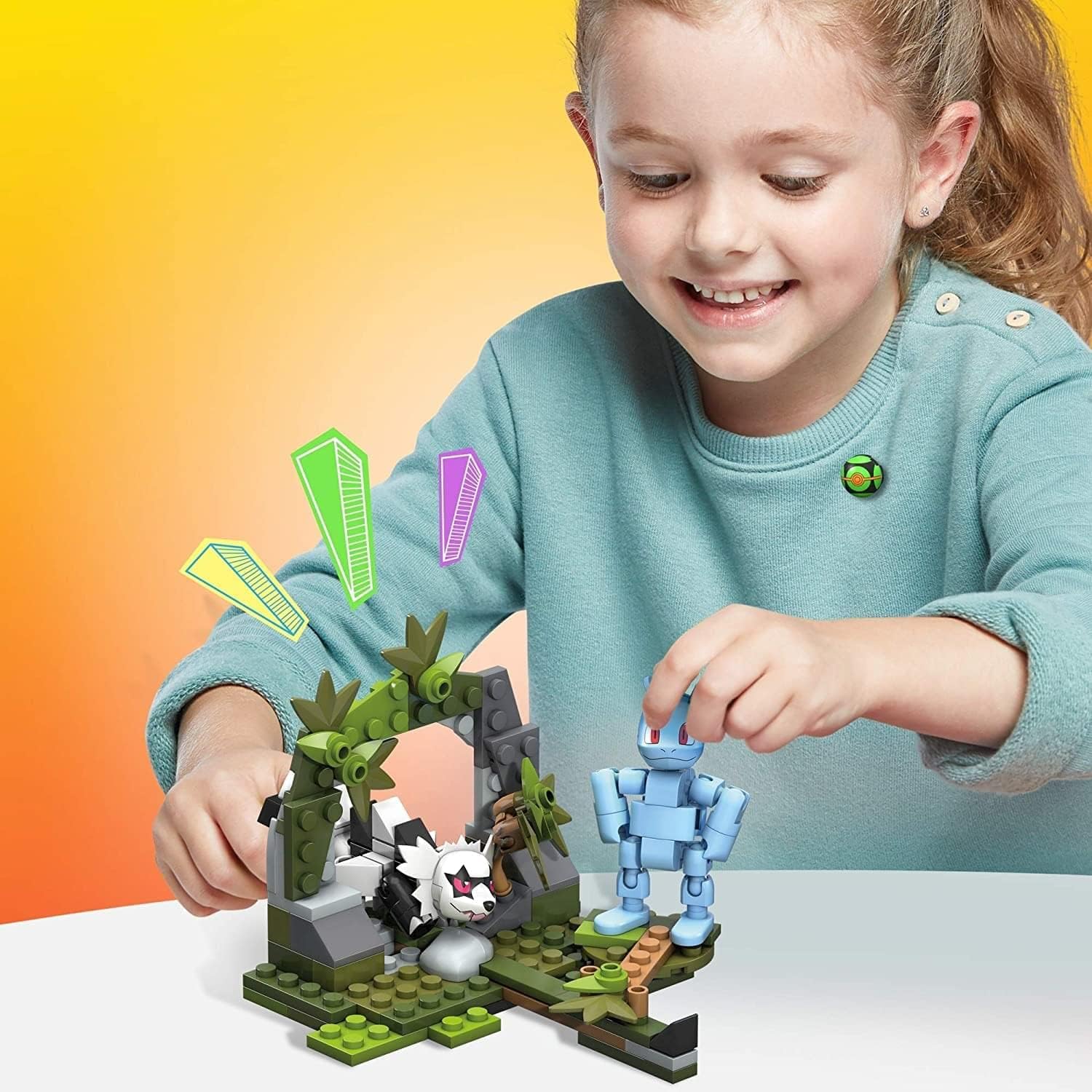 Mega Construx Pokemon Machop Vs. Galarian Zigzagoon Construction Set, Building Toys for Kids (GVK82), Red
