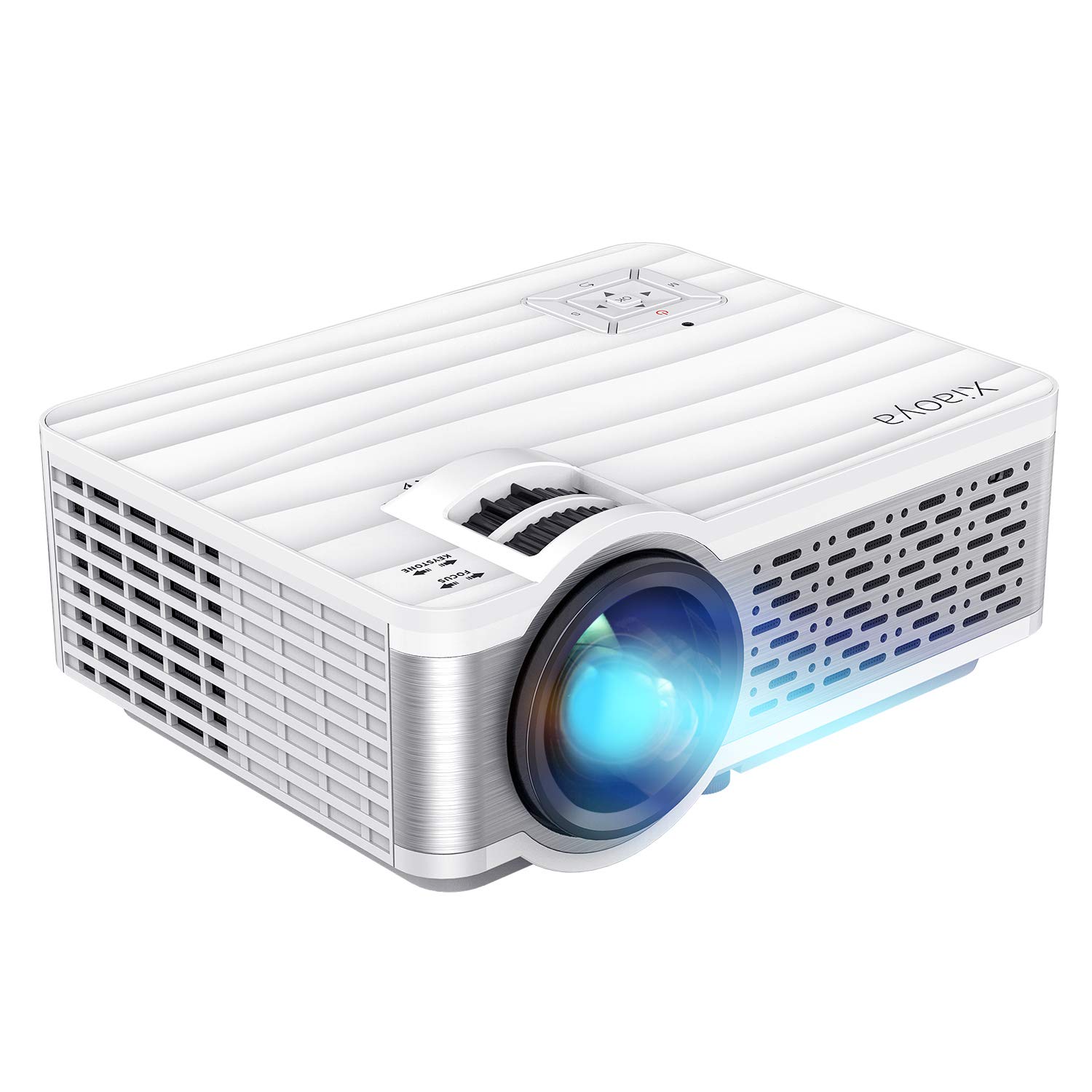 XIAOYA Outdoor Projector, HD Movie Projector Support 1080P, 4000 Lumens Home Theater Projector with HiFi Speaker, Compatible with HDMI, Fire Stick, USB (White)