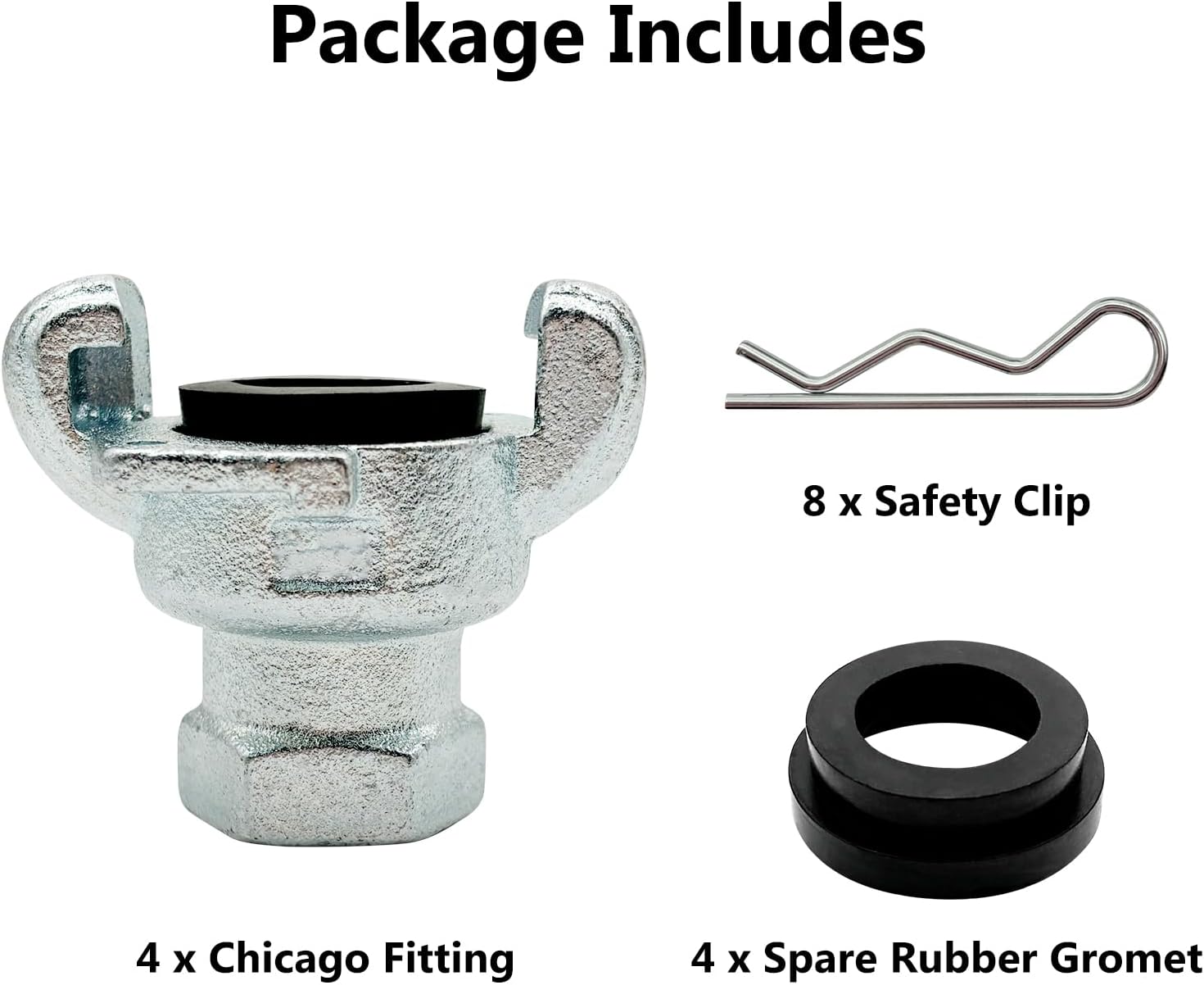 4 Sets NPT Iron Air Hose Fitting, Universal Coupling, Chicago Fitting
