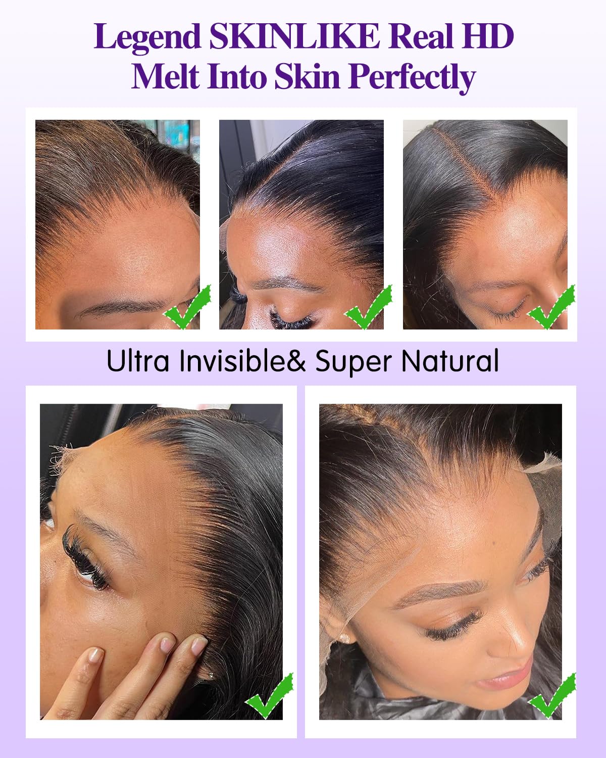 13x6 Skinlike HD Lace Front Wig Human Hair 0.1mm Ultra Thin Invisible Lace Loose Body Wave 250 Density Pre Plucked Bleached Knots Natural Hairline Full Frontal Wigs for Women 22 Inch