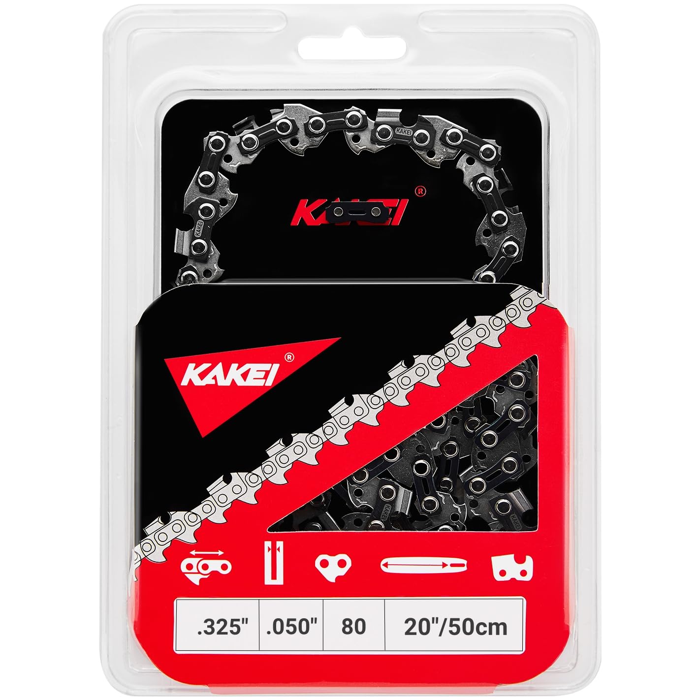 KAKEI Chainsaw Chain 20 Inch .325" Pitch .050" Gauge 80 Drive Links Fits Husqvarna 450 (Rancher), 545 (Rancher), 550 (XP), Craftsman, Jonsered (1 Chain) - Full Chisel