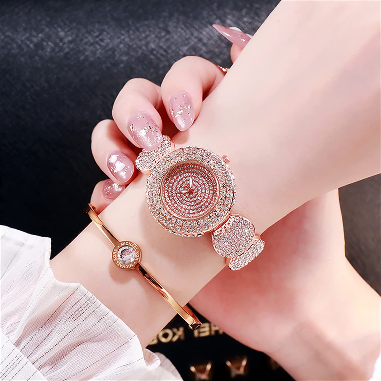 Relojes de lujo de moda para mujer, reloj de cuarzo con banda de acero, elegante reloj de pulsera femenino, regalo de 3 unidades, Reloj de cuarzo 3