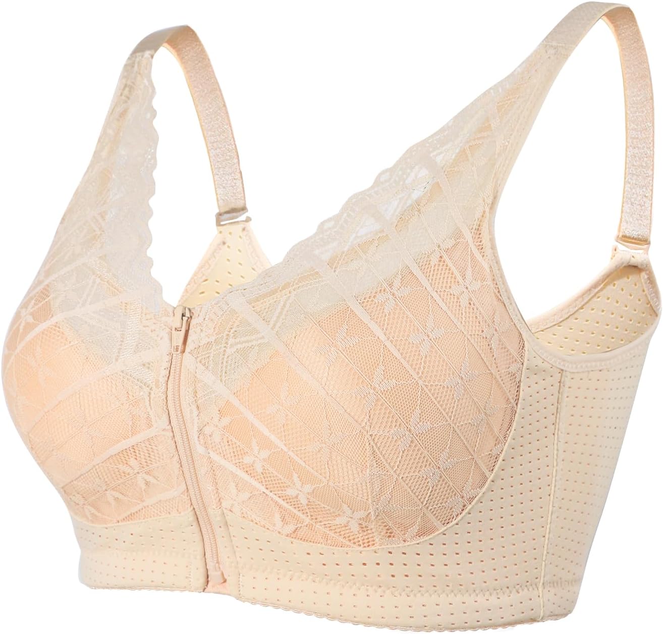 Front Closure Mastectomy Bra-Zip Post-Surgery Bra with Pocket for Breast Prosthesis -Everyday Surgical Bras for Women
