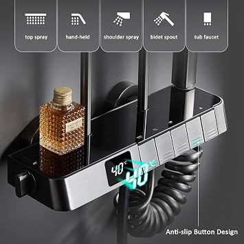 Thermostatic Shower System,Digital Display Shower Faucet Set Piano Keys