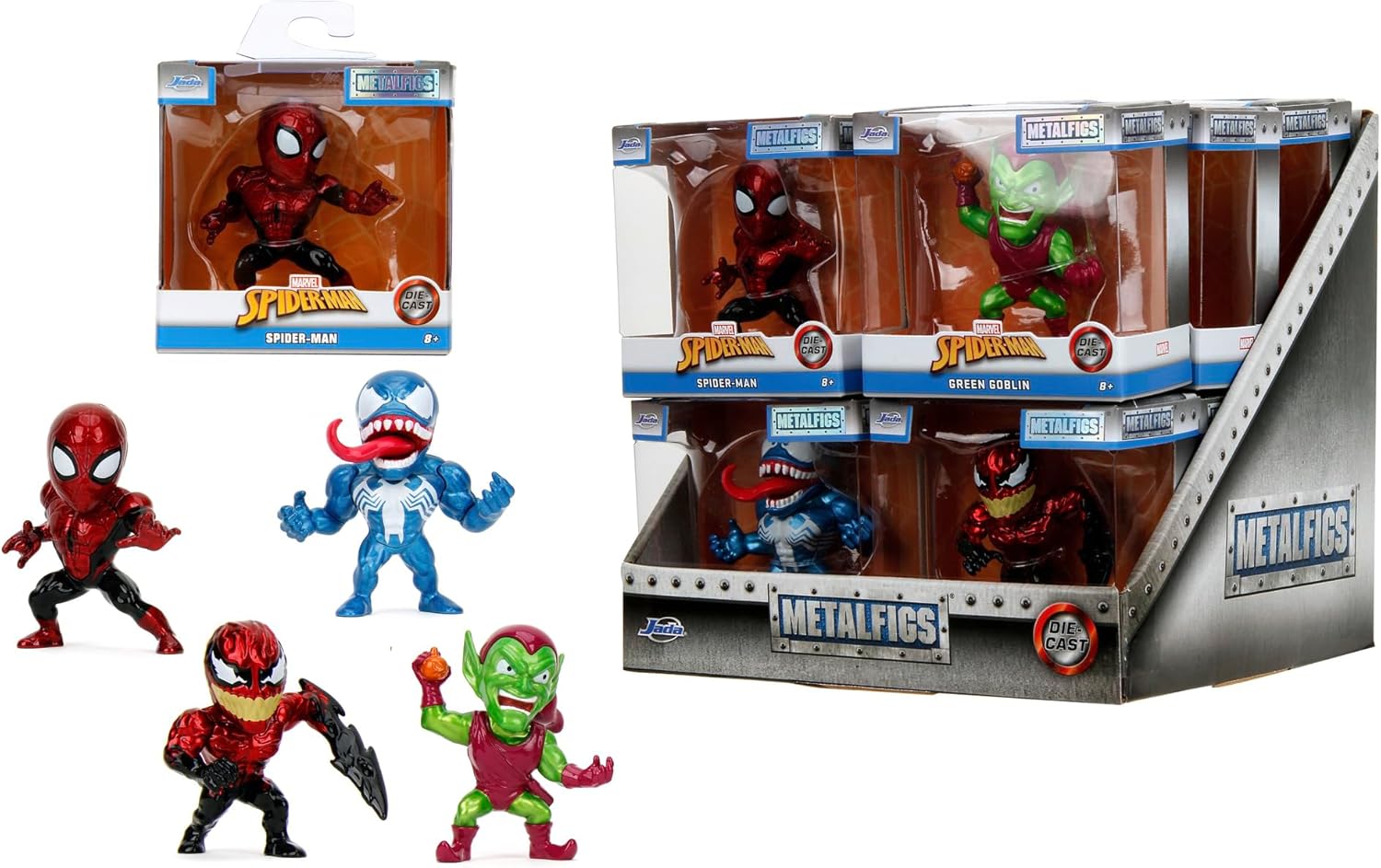 Jada Toys Marvel Spider-Man Figure (1 Piece) - 1 of 4 Collectible Metal Figures (Spider-Man, Venom, Green Goblin or Toxin) for Fans and Collectors from 8 Years, Wave 3, Random Selection, 6.5 cm