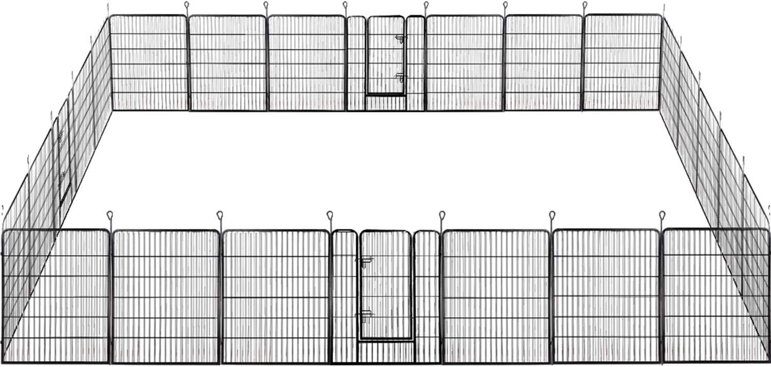 Yaheetech 24 Panels Metal Small Animal Playpens for Rabbits Guinea Pigs Exercise Pet Pen Fence Barrier Black