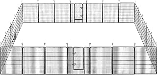 Yaheetech 24 Panels Metal Small Animal Playpens for Rabbits Guinea Pigs Exercise Pet Pen Fence Barrier Black