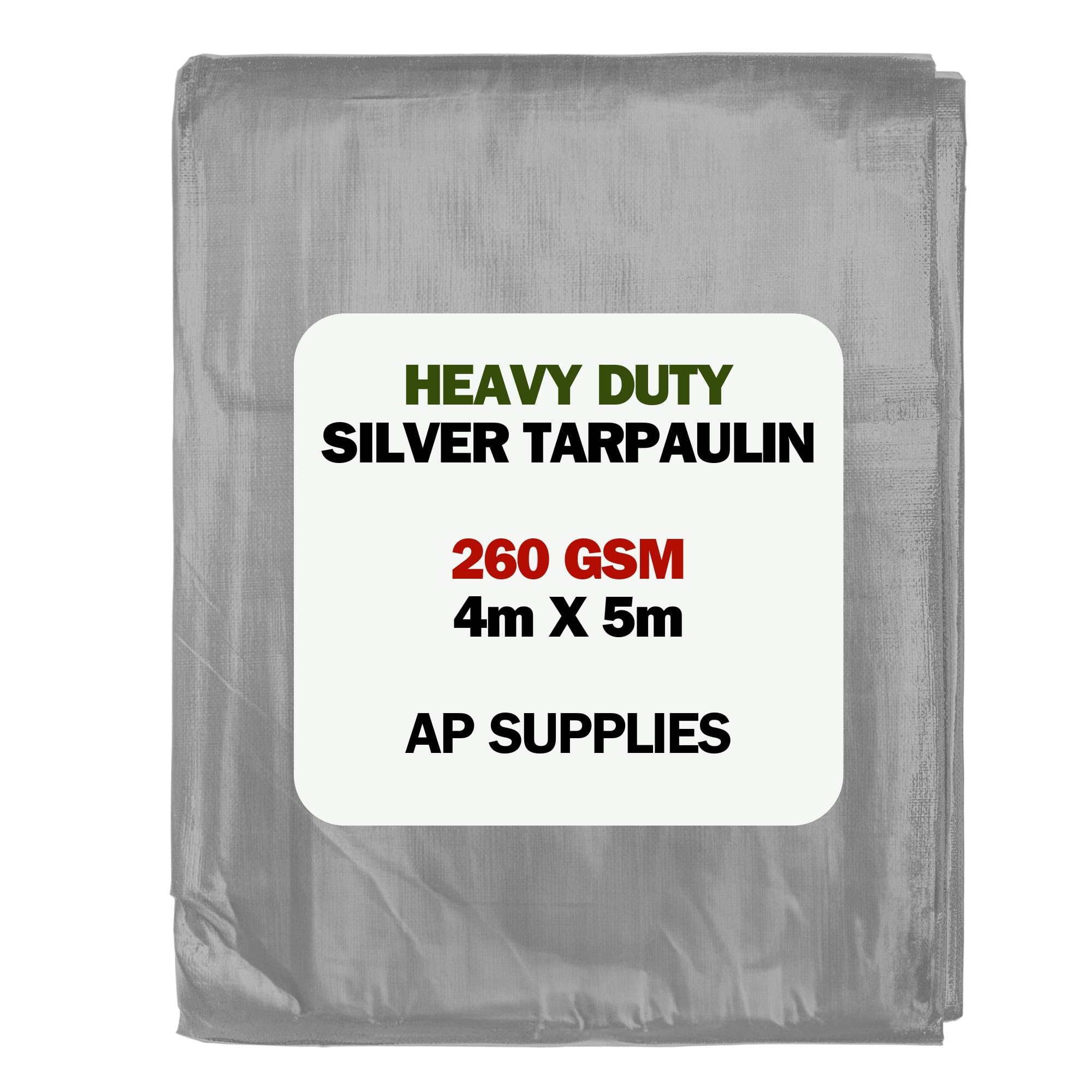 AP Supplies 260gsm Silver Tarpaulin 4m x 5m – Waterproof, UV & Tear Resistant Sheet Cover for Construction, Gardening, Camping & Equipment Protection — image 1