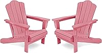 Vista 272 de KINGYES - Silla Adirondack plegable, sillas de patio de polietileno de alta densidad para todo tipo de clima, silla de césped con textura de madera