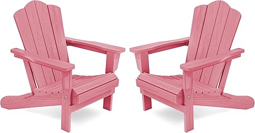 Vista 229 de KINGYES - Silla Adirondack plegable, sillas de patio de polietileno de alta densidad para todo tipo de clima, silla de césped con textura de madera