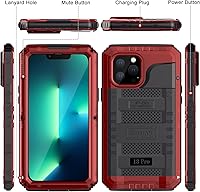 Vista 7 de Beasyjoy - Funda impermeable para iPhone 13 Pro, carcasa de metal con protector de pantalla integrado, funda protectora resistente de cuerpo
