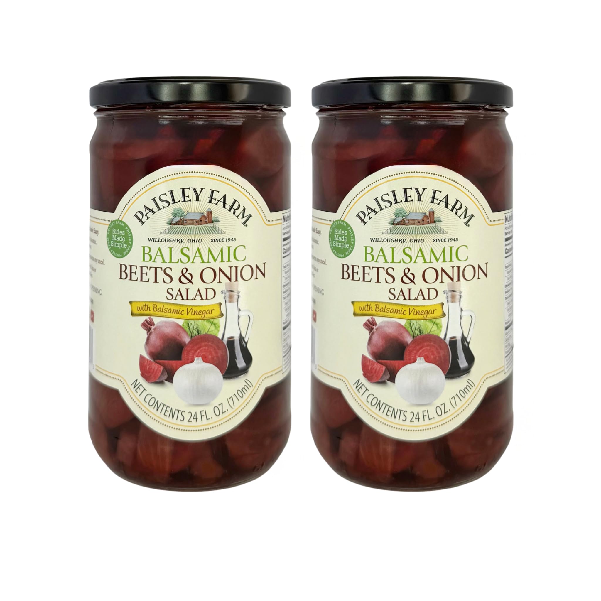 Paisley Farm Balsamic Beets & Onion Salad 2-Pack – Sweet & Savory Pickled Beets with Onions in Balsamic Vinegar – Ready-to-Serve Gourmet Side Dish – 24 oz Jars