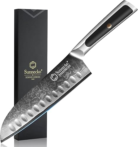 Miniatura 22 de Sunnecko Cuchillo de cocina de Damasco de 8 pulgadas para cortar carne, cuchillo japonés VG10 de acero, espiga completa