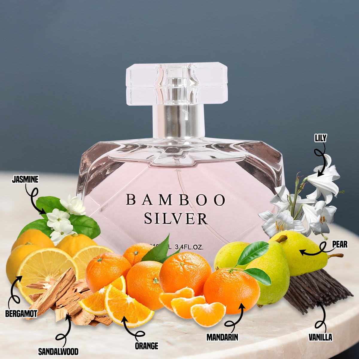 Bamboo Silver Perfume for Women – Fresh Citrus Floral Woody Eau de Parfum – Elegant Everyday Scent – 100ml / 3.4 fl oz - Image 2