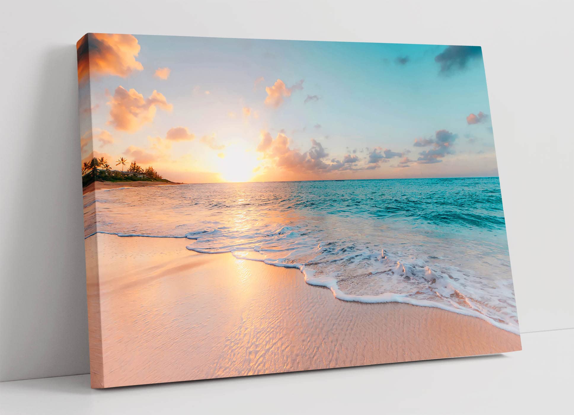 HAWAII BEACH PEACEFUL CANVAS WALL ART PRINT ARTWORK 30MM DEEP FRAME (8in x 12in / 20cm x 30cm)