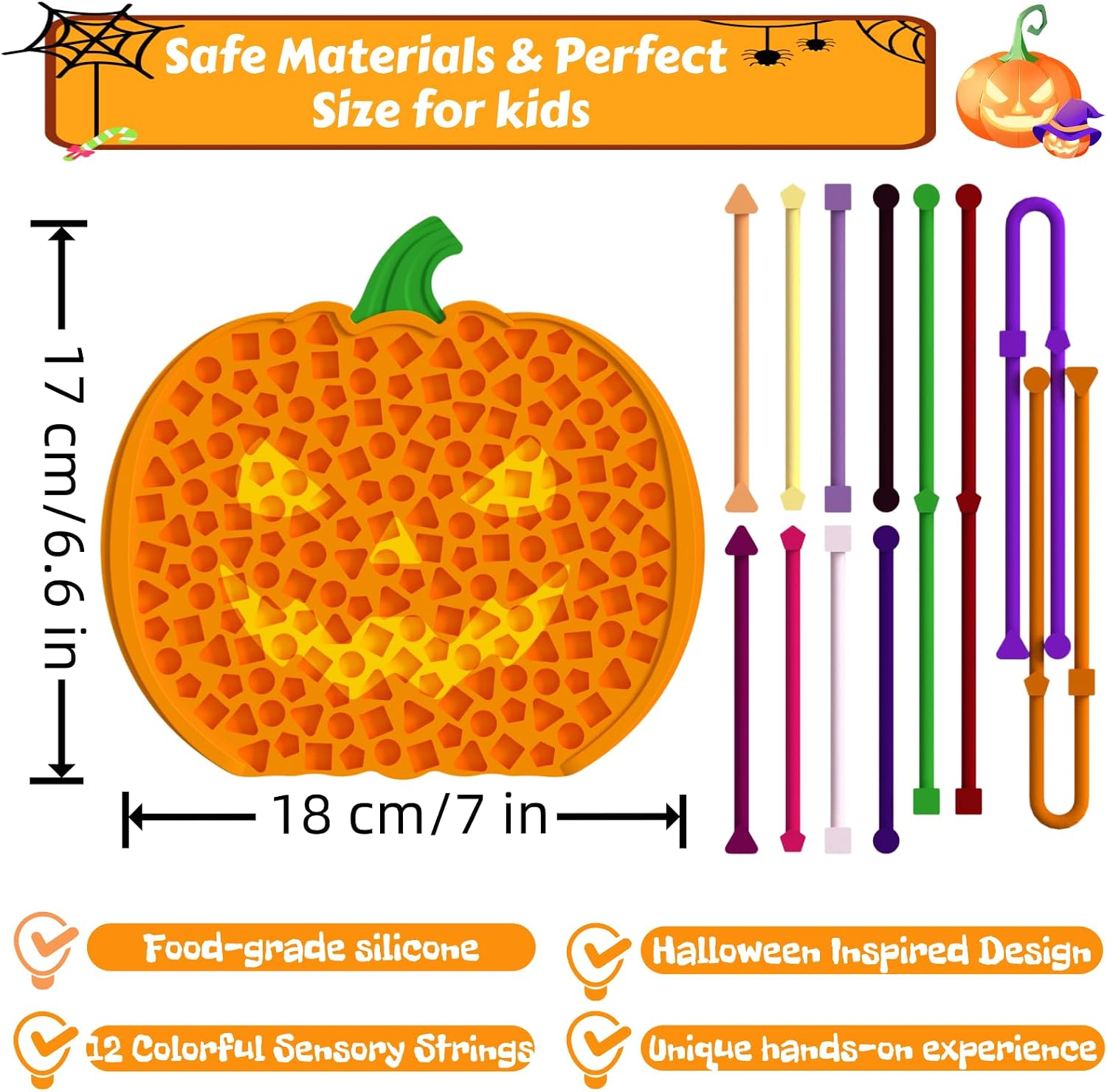 Halloween Fidget Toys Pumpkin Sensory Activity Board for Kids